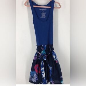 🌺 AEROPOSTALE Stretch navy blue floral tank DRESS 🌺